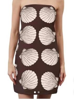 NWOT Abercrombie & Fitch Strapless Brown Romper/Dress w/ Cream Shells Lg petite